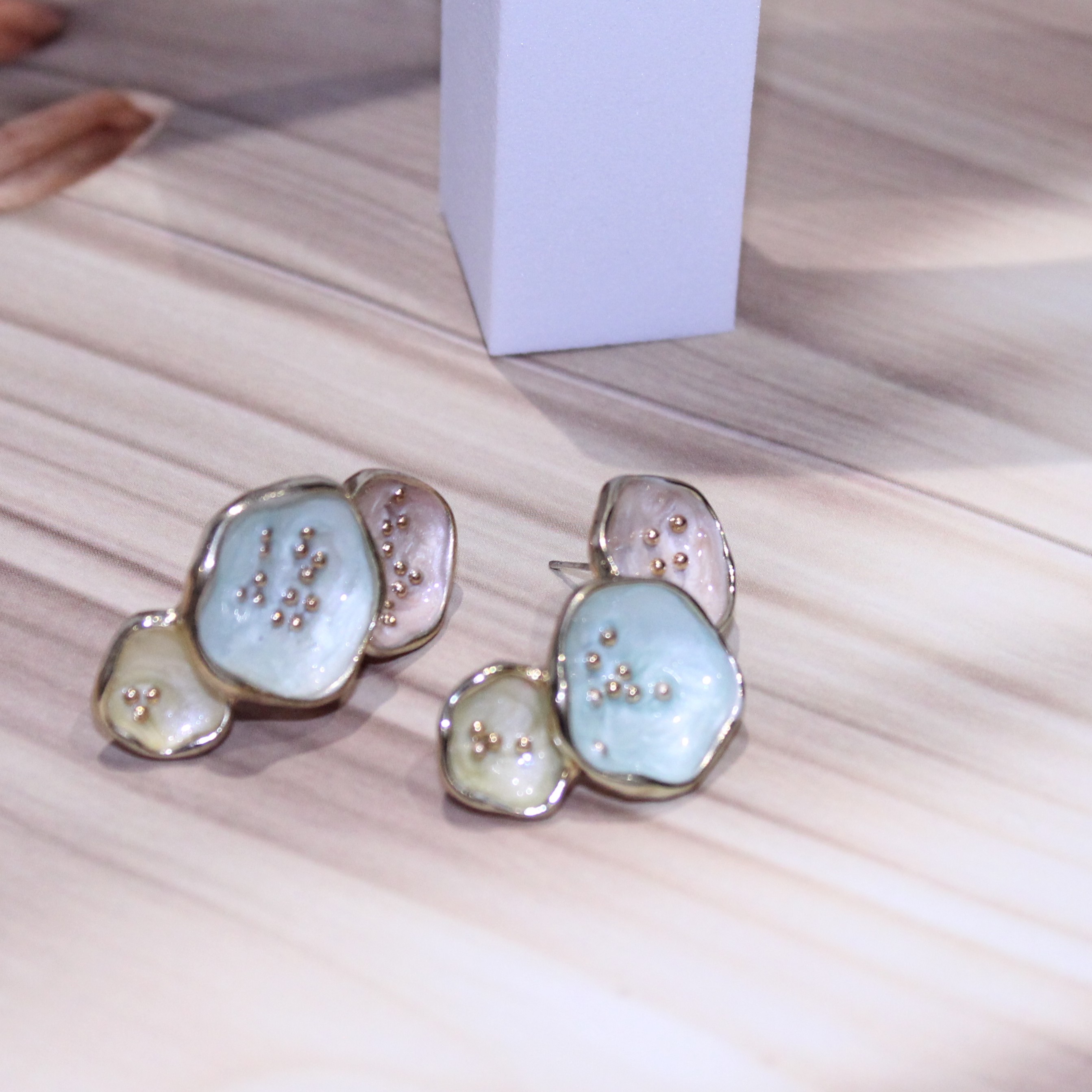 Pastel colour enamel studs