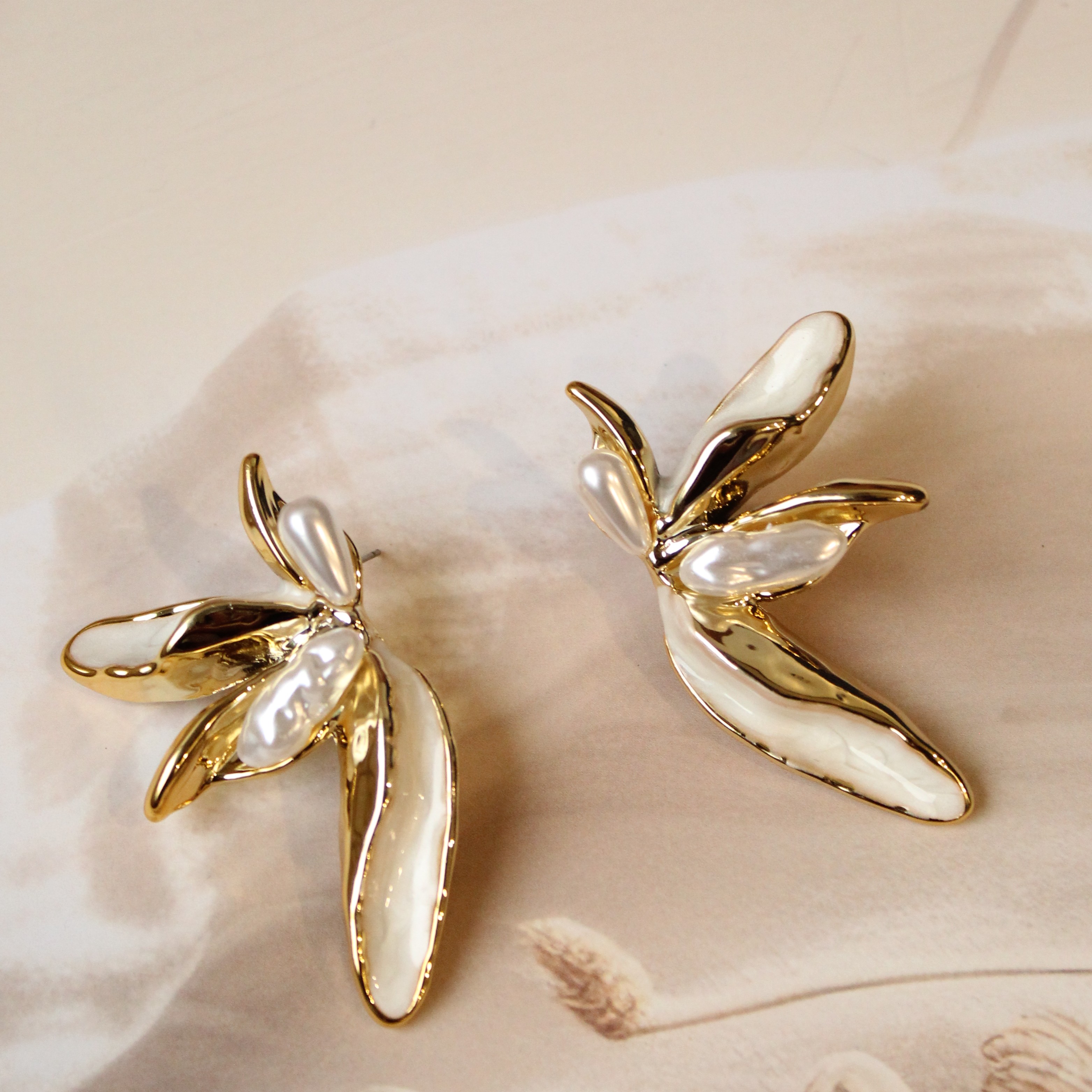 White Butterfly studs