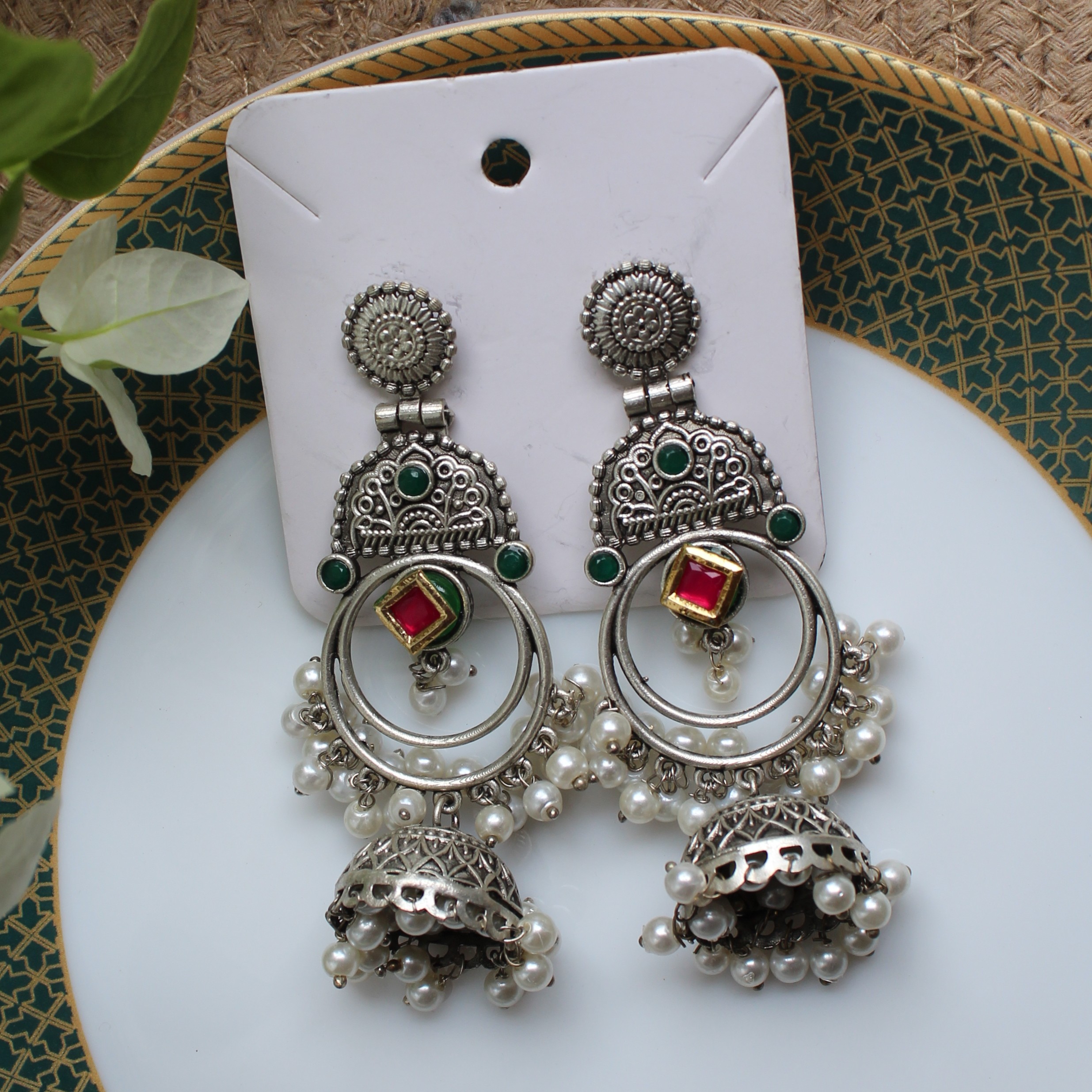 oxidised long earrings