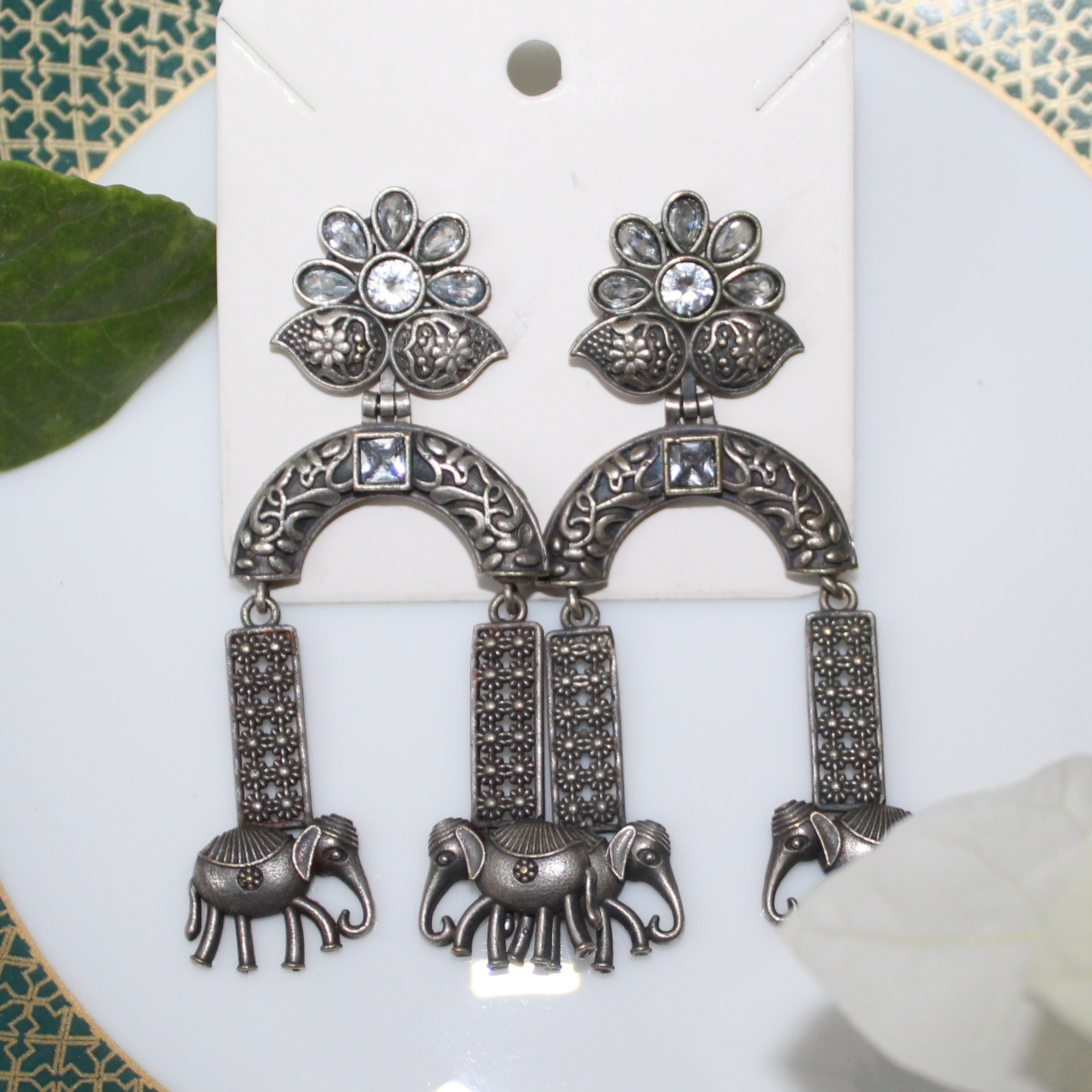 oxidised silver look earrings