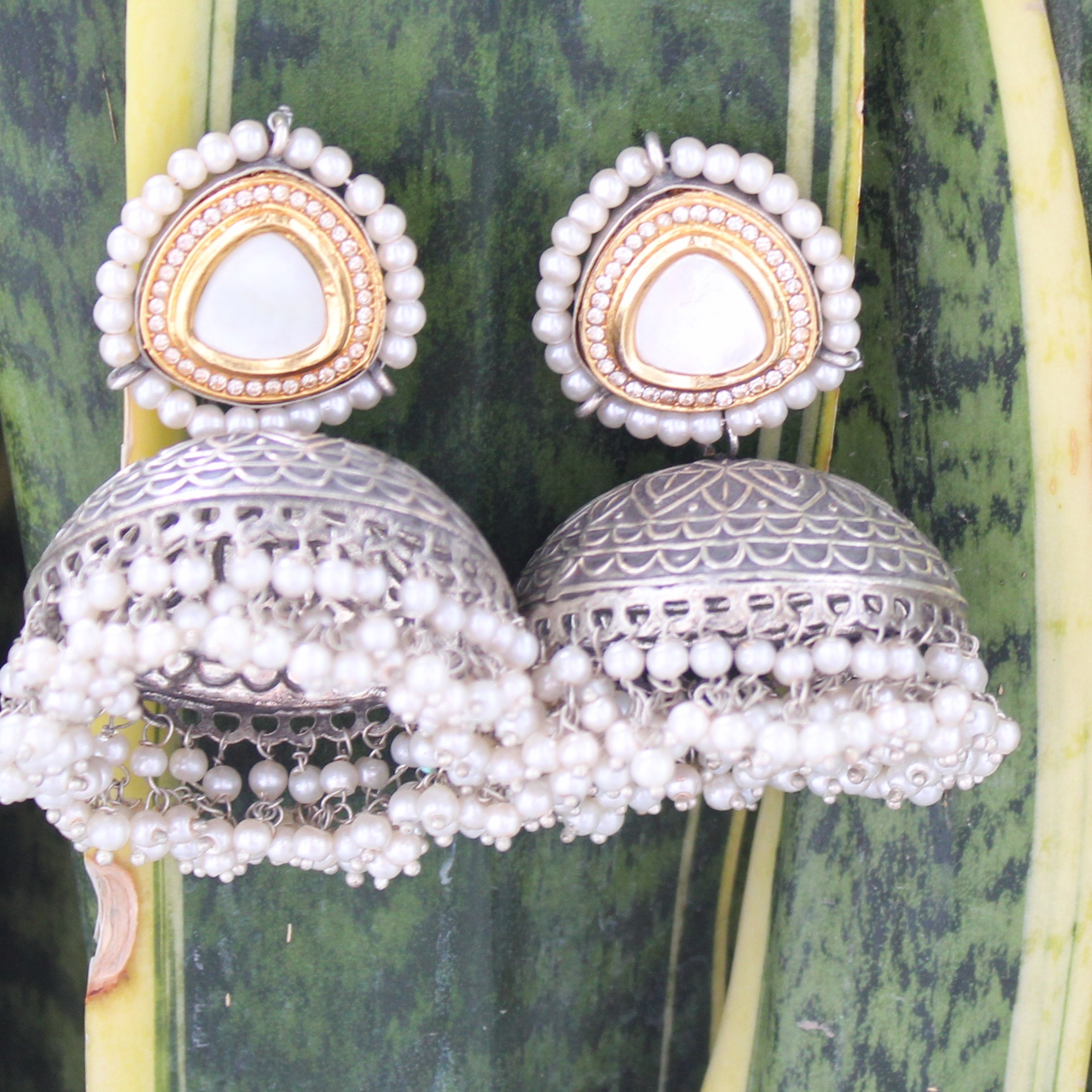 big size oxidised jhumka