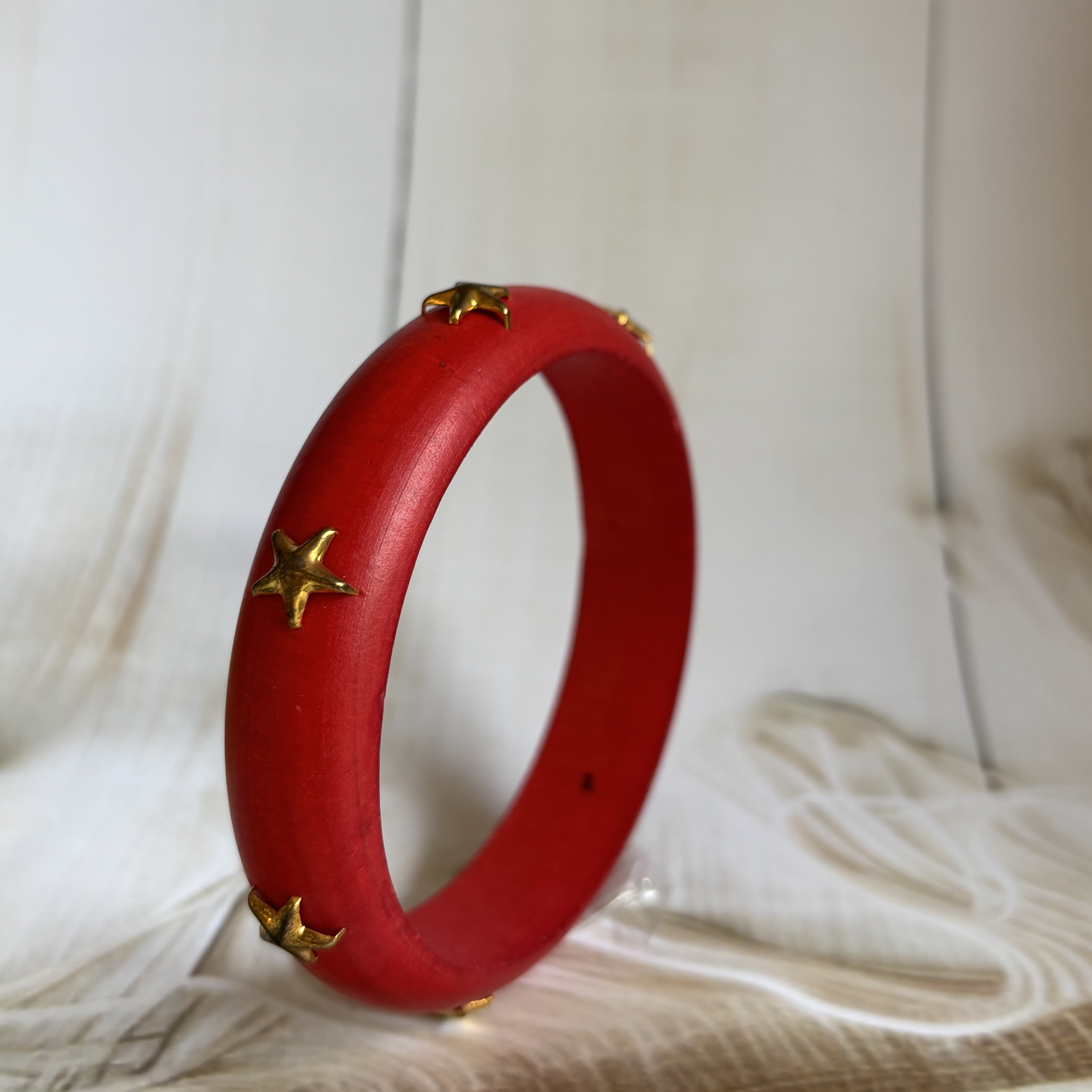 red wooden bangle