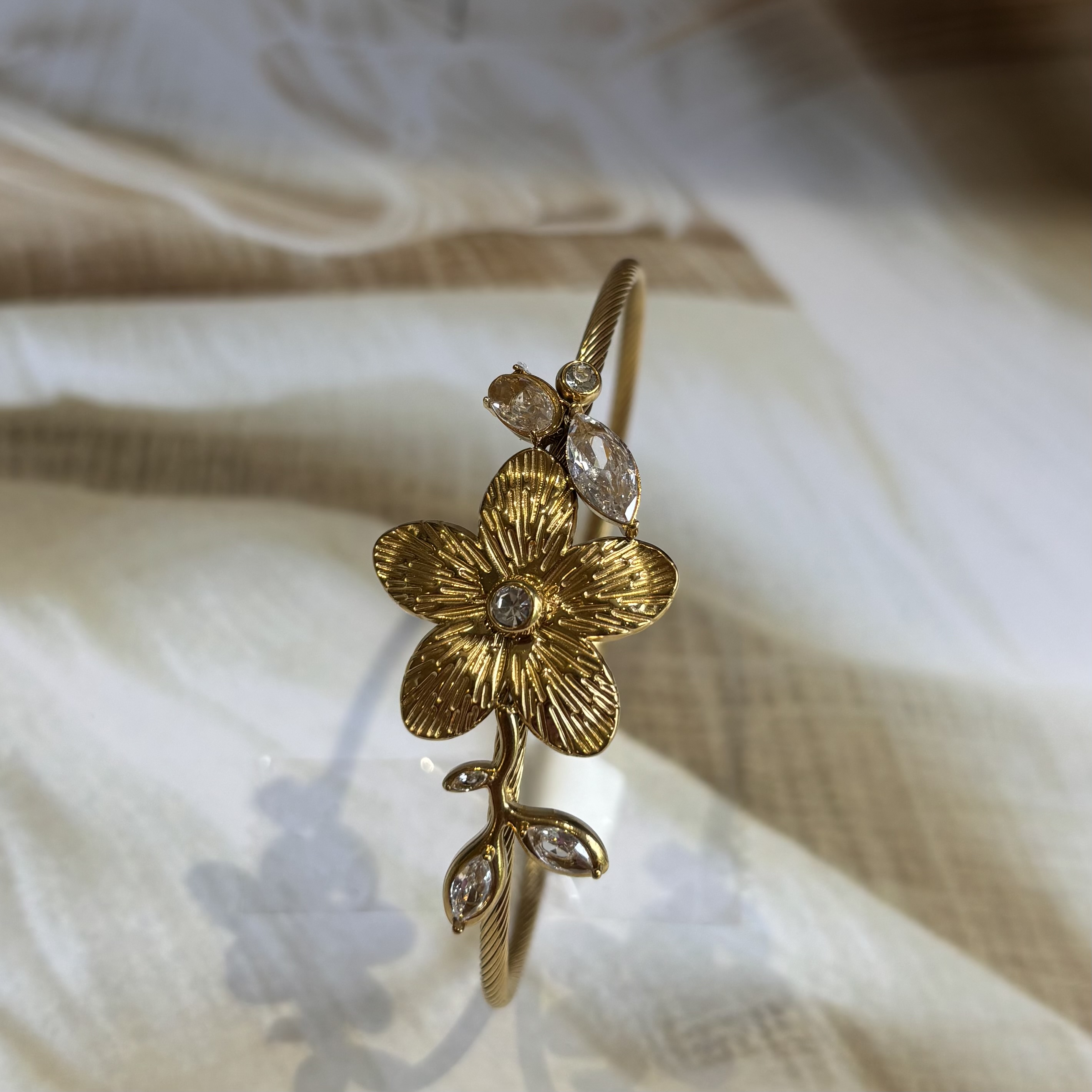 Gold floral bracelet