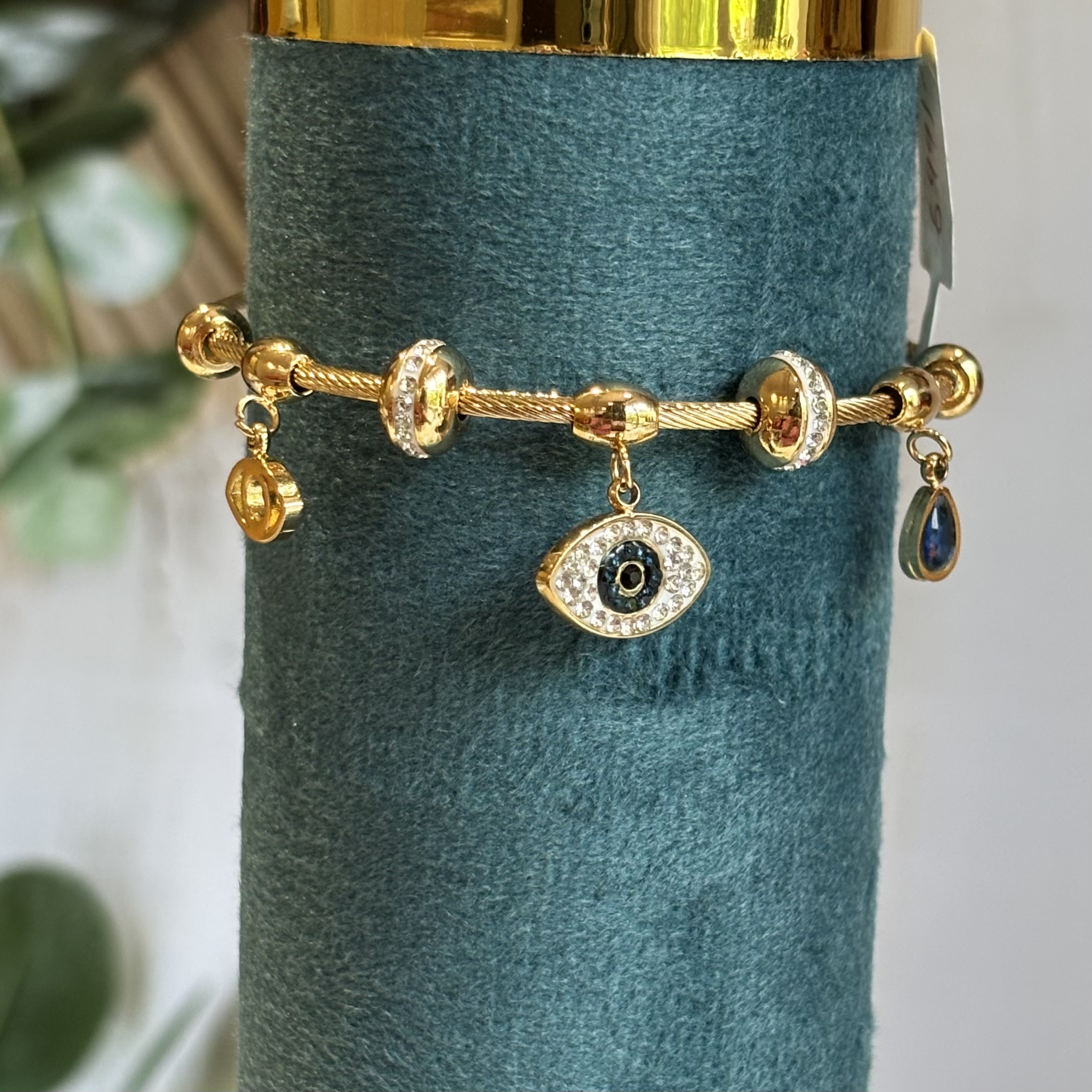 Hanging evil eye charm bracelet