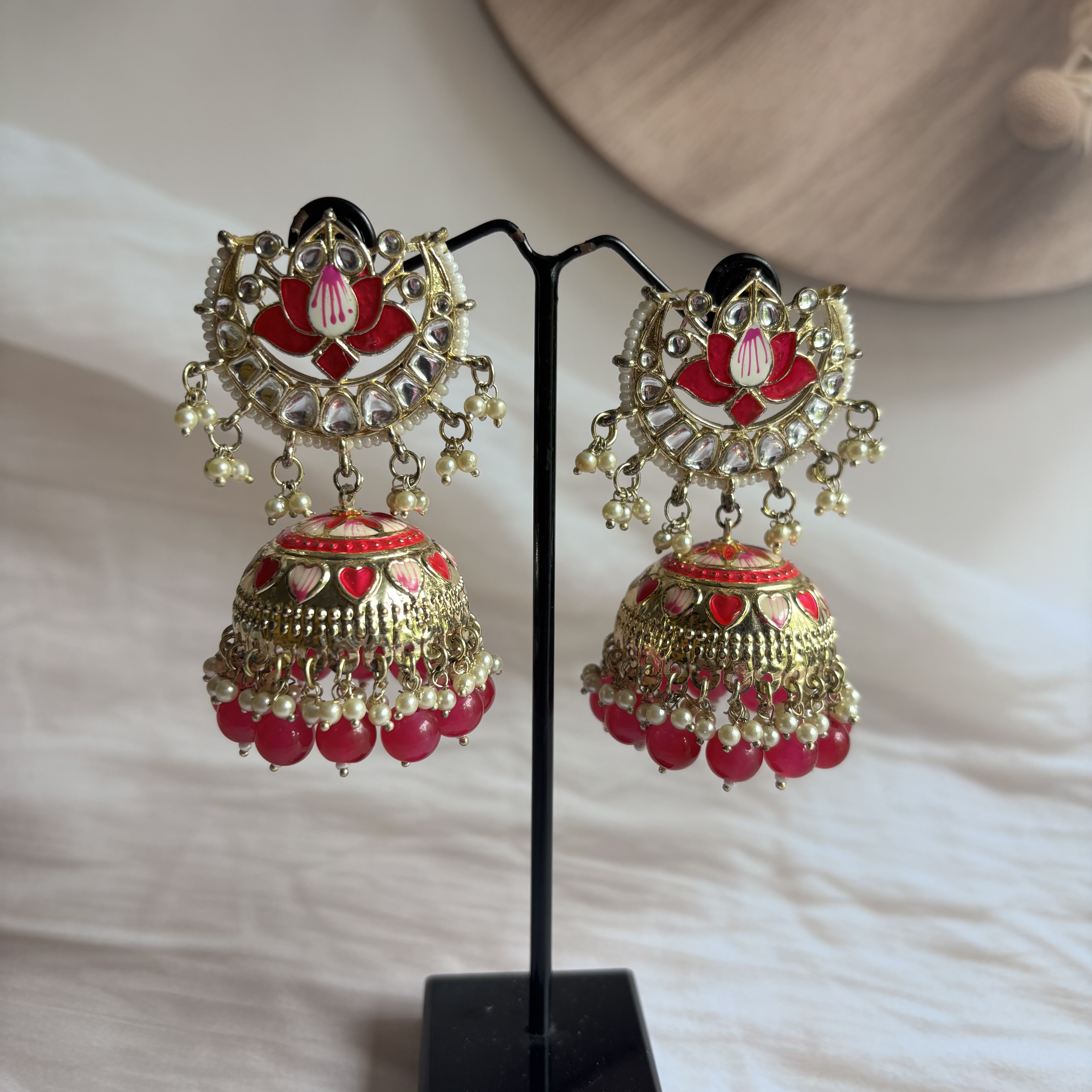Peachy pink jhumka