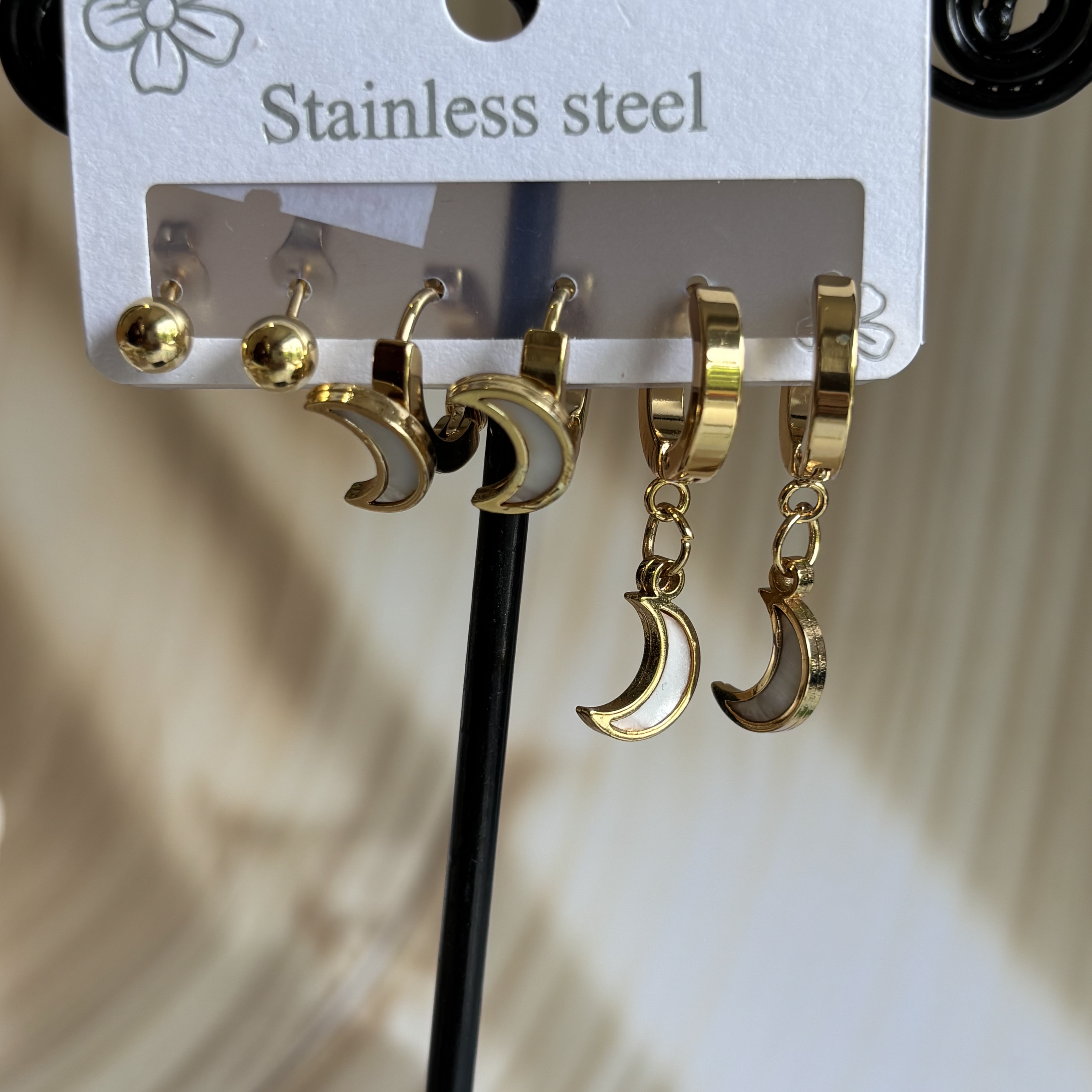 Set of three earrings- moon
