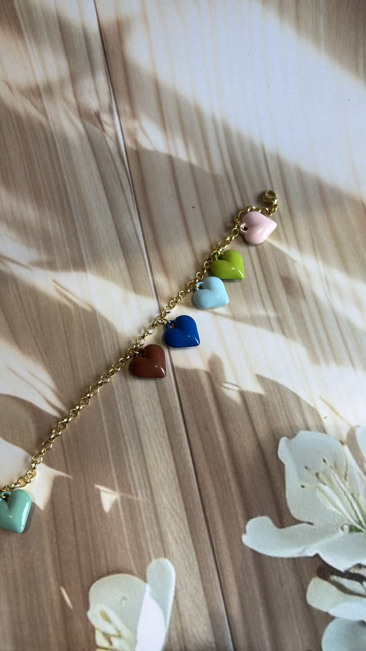 Multi colour heart charms bracelet