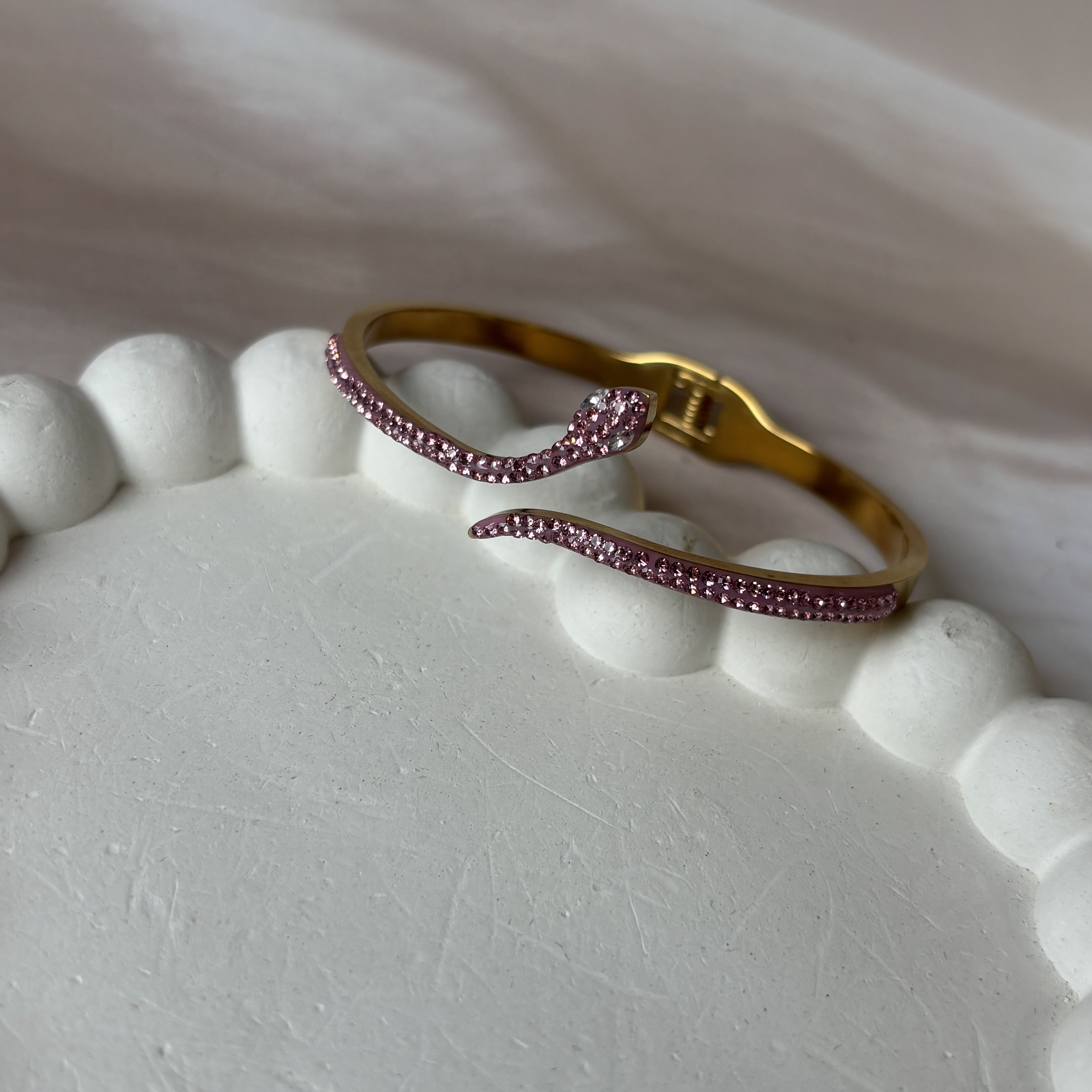 Pink zircon serpent bracelet
