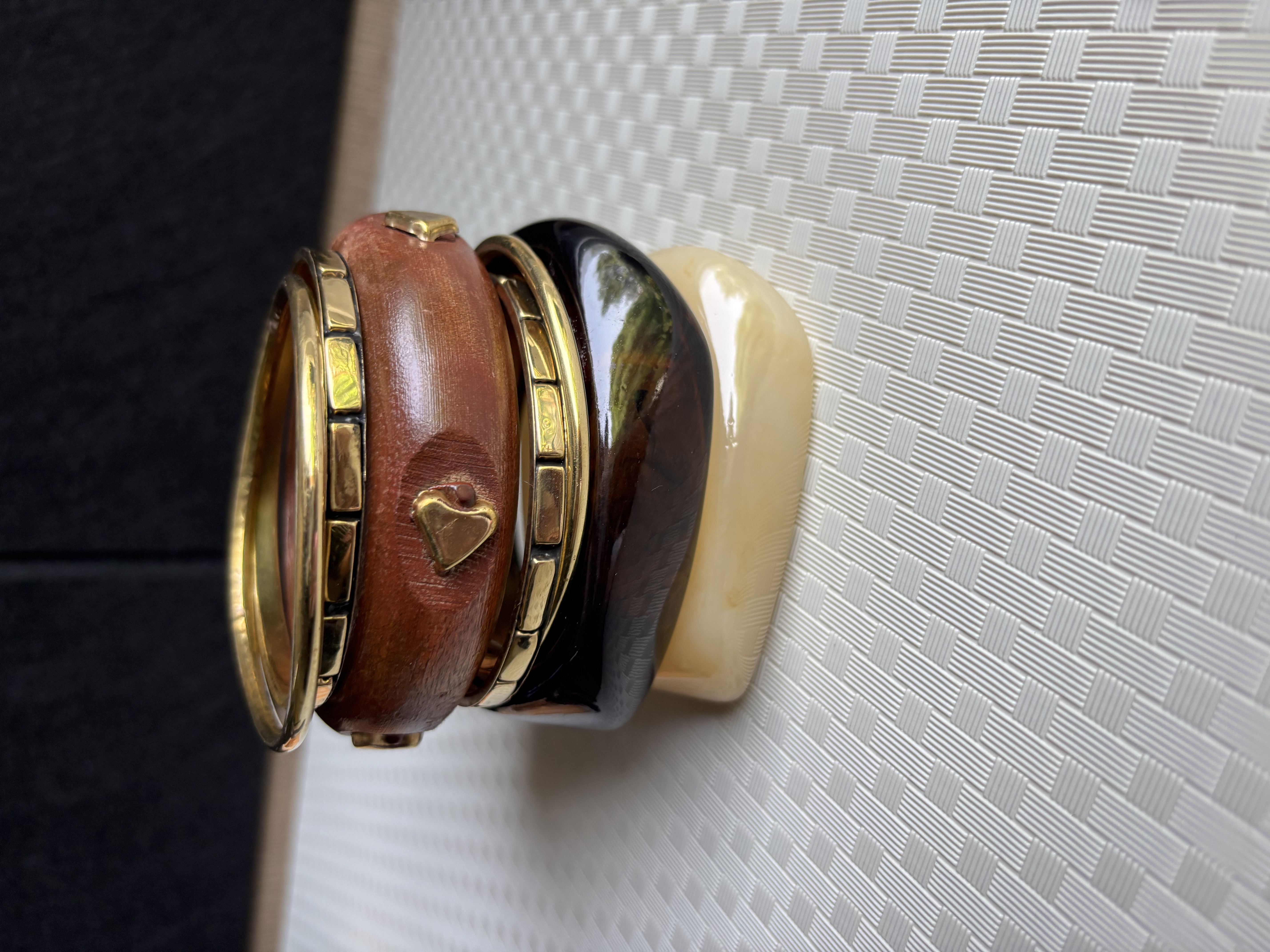 Set of wooden and resin bangles